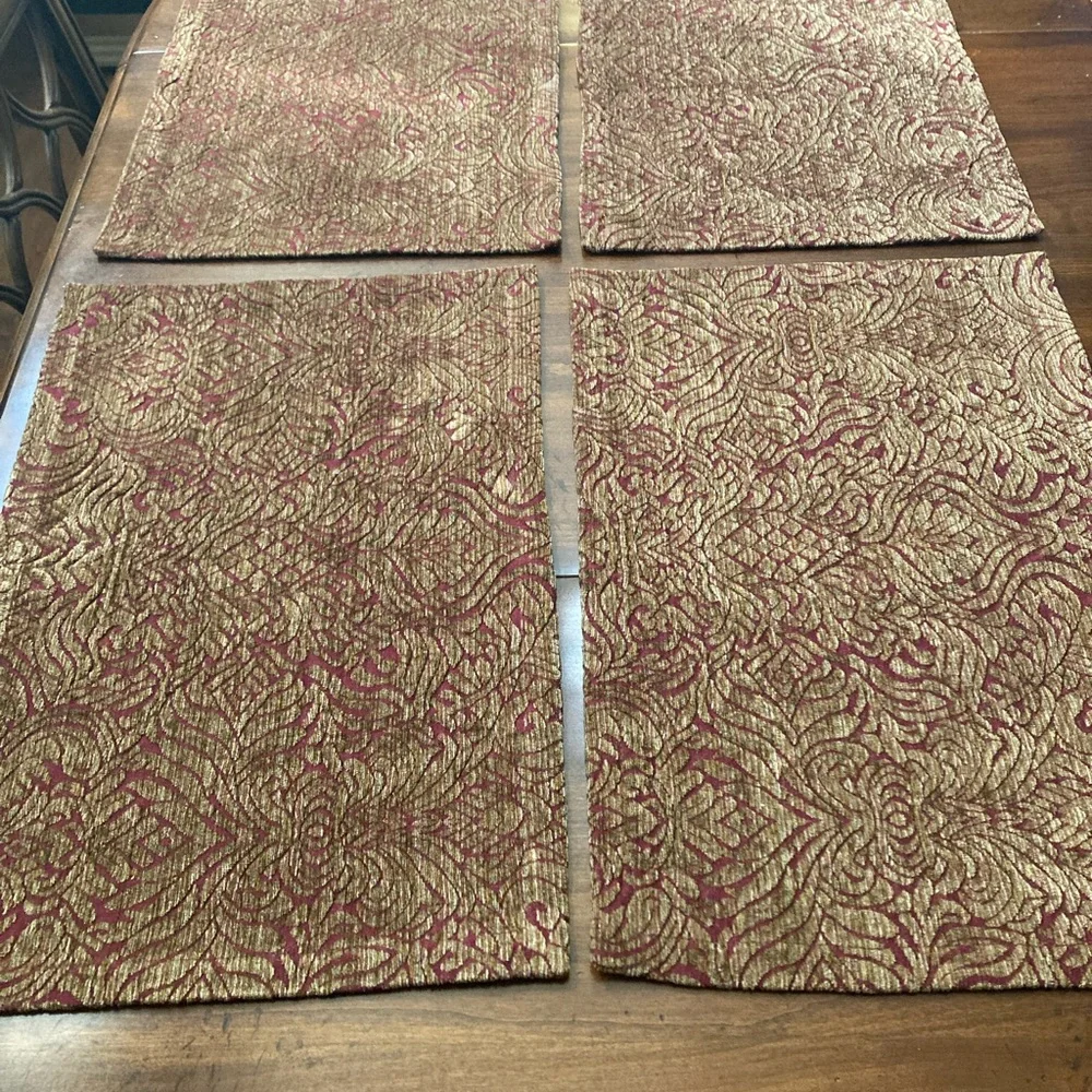 Luxurious Burgundy and Gold Damask Placemat - set of 8 plus 1 larger piece